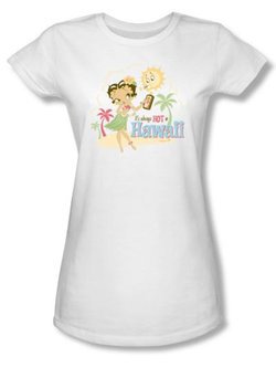 Betty Boop Juniors Shirt Hot In Hawaii White T-shirt