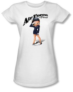 Betty Boop Juniors T-shirt Air Force Boop White Tee
