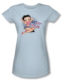 Betty Boop Juniors T-shirt All American Girl Light Blue Tee