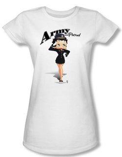 Betty Boop Juniors T-shirt Army Boop White Tee
