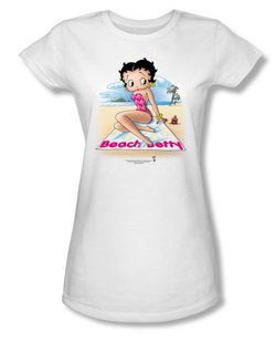 Betty Boop Juniors T-shirt Beach Betty White Tee