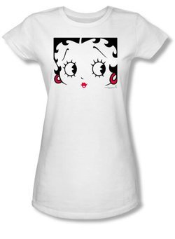 Betty Boop Juniors T-shirt Close Up White Tee