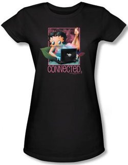 Betty Boop Juniors T-shirt Connected Black Tee Shirt