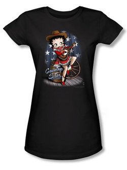 Betty Boop Juniors T-shirt Country Star Black Tee