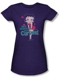 Betty Boop Juniors T-shirt Curves Purple Tee