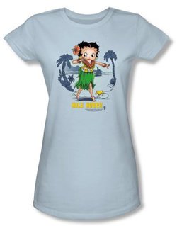Betty Boop Juniors T-shirt Hula Honey Light Blue Tee