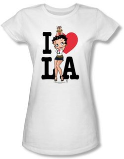 Betty Boop Juniors T-shirt I Heart LA White Tee