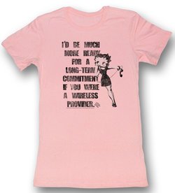 Betty Boop Juniors T-shirt Long Term Commitment Pink Tee Shirt