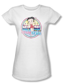 Betty Boop Juniors T-shirt Miami Beach White Tee