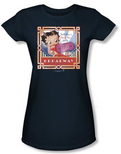 Betty Boop Juniors T-shirt On Broadway Navy Blue Tee