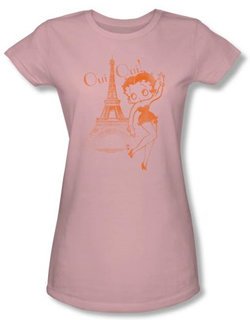 Betty Boop Juniors T-shirt Oui Oui Pink Tee