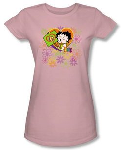 Betty Boop Juniors T-shirt Peace Love Pink Tee