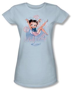 Betty Boop Juniors T-shirt Pink Champagne Light Blue Tee