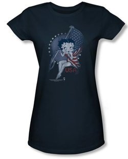 Betty Boop Juniors T-shirt Proud Betty Navy Tee