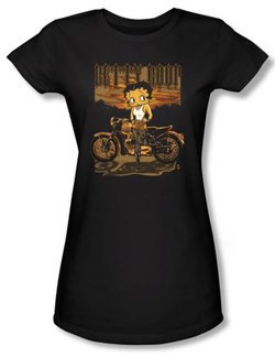 Betty Boop Juniors T-shirt Rebel Rider Black Tee
