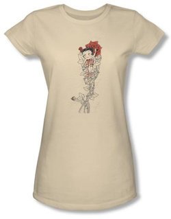 Betty Boop Juniors T-shirt Thorns Cream Tee