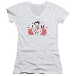 Betty Boop Juniors V Neck Shirt BB Dance White T-Shirt