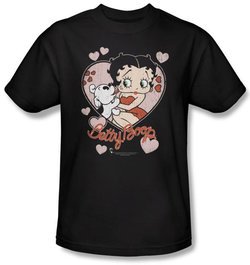 Betty Boop Kids Shirt Classic Kiss Youth Black T-shirt