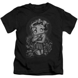 Betty Boop Kids Shirt Fashion Roses Black T-Shirt