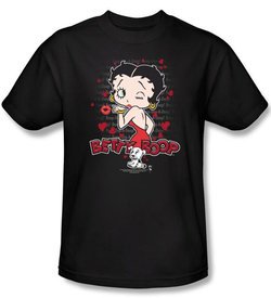 Betty Boop Kids T-shirt Classic Kiss Youth Black Tee Shirt