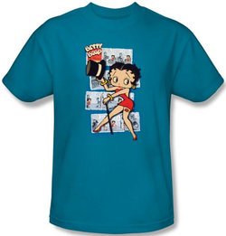Betty Boop Kids T-shirt Comic Strip Youth Turquoise Tee Shirt