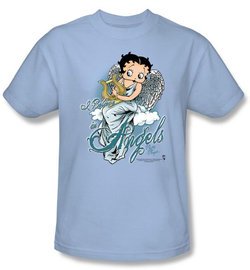 Betty Boop Kids T-shirt I Believe In Angels Youth Light Blue Tee Shirt