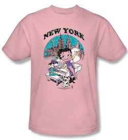 Betty Boop Kids T-shirt Singing In New York Youth Pink Tee Shirt