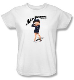 Betty Boop Ladies T-shirt Air Force Boop White Tee Shirt