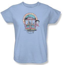 Betty Boop Ladies T-shirt Betty's Trolley Light Blue Tee Shirt