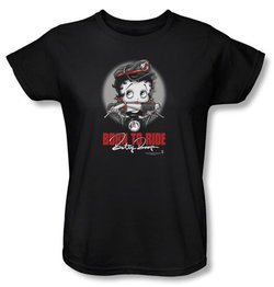 Betty Boop Ladies T-shirt Born To Ride Black Tee Shirt