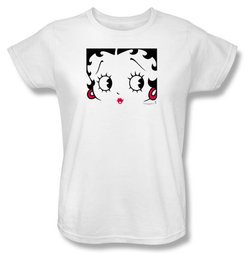 Betty Boop Ladies T-shirt Close Up White Tee Shirt