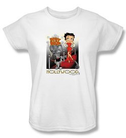 Betty Boop Ladies T-shirt Hollywood White Tee Shirt
