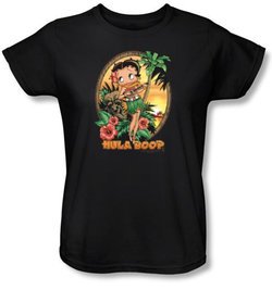 Betty Boop Ladies T-shirt Hula Boop Black Tee Shirt