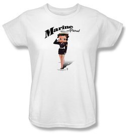 Betty Boop Ladies T-shirt Marine Boop White Tee Shirt