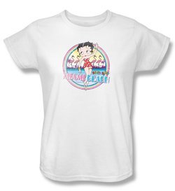 Betty Boop Ladies T-shirt Miami Beach White Tee Shirt