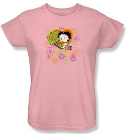 Betty Boop Ladies T-shirt Peace Love And Boop Pink Tee Shirt