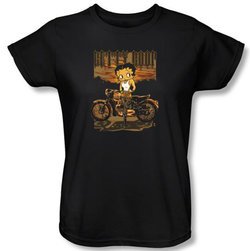 Betty Boop Ladies T-shirt Rebel Rider Black Tee Shirt