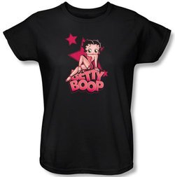 Betty Boop Ladies T-shirt Sexy Star Black Tee Shirt