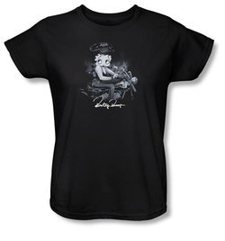 Betty Boop Ladies T-shirt Storm Rider Black Tee Shirt