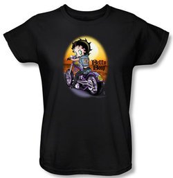 Betty Boop Ladies T-shirt Wild Biker Black Tee Shirt