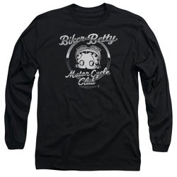 Betty Boop Long Sleeve Shirt Chromed Logo Black Tee T-Shirt