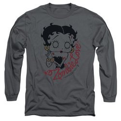 Betty Boop Long Sleeve Shirt Classic Zombie Charcoal Tee T-Shirt