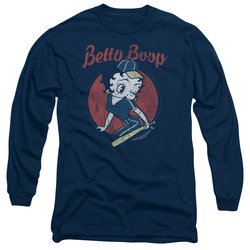 Betty Boop Long Sleeve Shirt Team Boop Navy Blue Tee T-Shirt