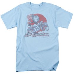 Betty Boop Shirt All American Biker Light Blue Tee T-Shirt