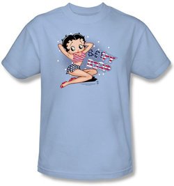 Betty Boop Shirt All American Girl Adult Light Blue T-shirt