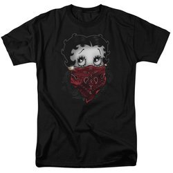 Betty Boop Shirt Bandana & Roses Black Tee T-Shirt