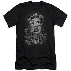 Betty Boop Slim Fit Shirt Fashion Roses Black T-Shirt