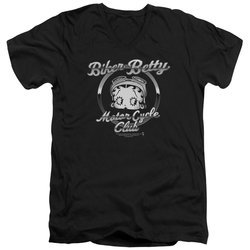 Betty Boop Slim Fit V-Neck Shirt Chromed Logo Black T-Shirt