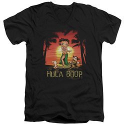 Betty Boop Slim Fit V-Neck Shirt Hulaboop Black T-Shirt