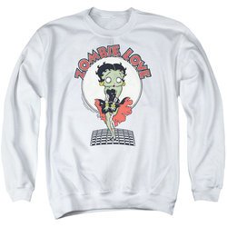 Betty Boop Sweatshirt Breezy Zombie Love Adult White Sweat Shirt